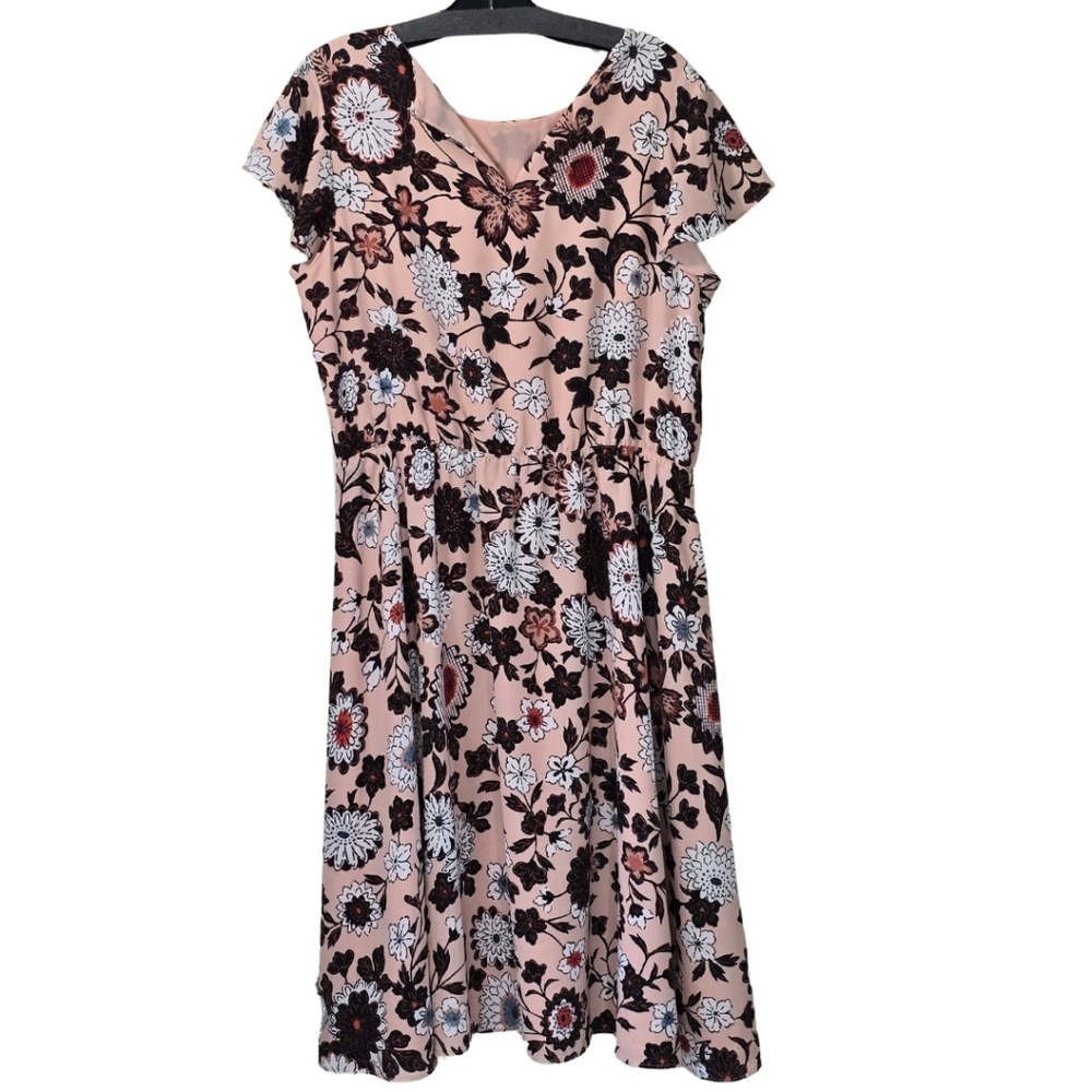 LOFT retro 60s Inspired Floral Flutter Sleeve Dress- Sz 10 - Picture 3 of 5